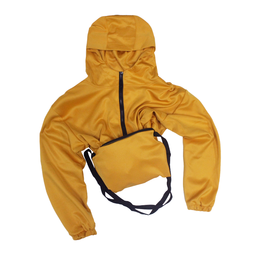 Packable Hoody Jacket with combined self fabric mask